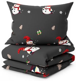 WHITE SNOWMAN fekete mikroszálas ágyneműhuzat Ágyneműhuzat mérete: 70 x 80 cm | 140 x 200 cm