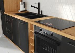 Alsó szekrény fém kosárral, matt fekete/artisan tölgy, MONRO 30 D CARGO
