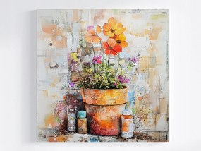 Poszter Dekoráció Színes Virágok Virágcserép Növények 40x40