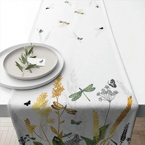 Pamut asztali futó 40x150 cm Ornamental Flowers White