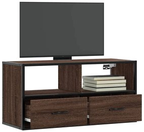 barna tölgy színű szerelt fa és fém TV-szekrény 80x31x39,5 cm