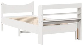 fehér tömör fenyőfa ágykeret fejtámlával 100 x 200 cm