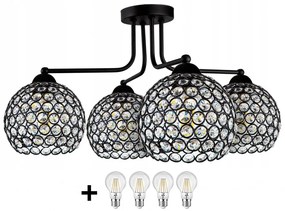Crystal Ball mennyezeti lámpa fekete 4x E27 + ajándék LED izzó