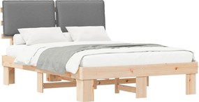 vidaXL Ágykeret Kárpitozott Fejtámlával Világosszürke 150 x 200 cm
