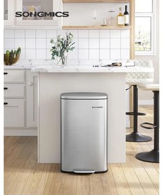 Konyhai pedálos szemetes, 50 literes szemetes kuka, ezüst