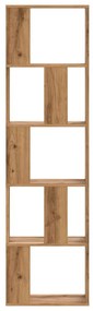 5 szintes kézműves tölgy színű fa könyvespolc 45x23,5x162,5 cm
