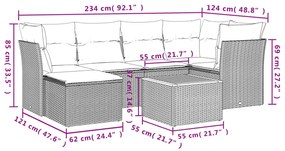 7 részes bézs polyrattan kerti ülőgarnitúra párnákkal