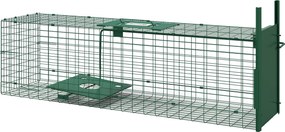 Outsunny Élő Állatcsapda Acél 1 Bejárattal Patkányok és Egerek részére, méret: 100L x 25W x 28H cm, sötét zöld | Aosom