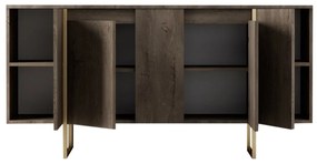 Konzolasztal Luxe - Walnut, Gold