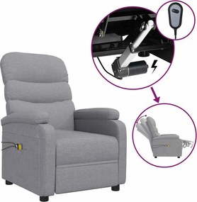 vidaXL világosszürke szövet elektromos masszázsfotel