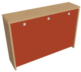 Verno közepes gardrób 188 x 46 x 130 cm, üvegajtó, világos tölgy / narancs