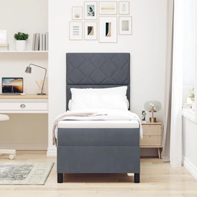 Boxspring Ágy Kárpittal és LED Világítással Sötétszürke 80x200 cm