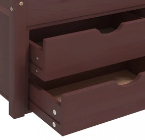 sötétbarna fenyőfa ágykeret fiókokkal és szekrénnyel 90x200 cm