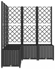fekete polipropilén rácsos kerti ültetőláda 120 x 120 x 136 cm