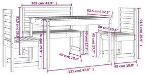 4 részes tömör duglászfenyő kerti étkezőgarnitúra