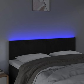 fekete bársony LED-es fejtámla 144x5x78/88 cm