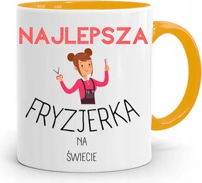 Sárga Fodrász Bögre A Világ Legjobb Fodrásza fényképes nyomtatással