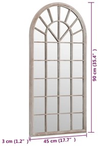 homokszínű vas kerti tükör kültéri használatra 90 x 45 cm