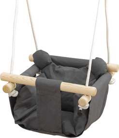 AIYAPLAY Baba Hinta 9-36 Hónapos Korig Állítható Kötéllel Párnázott Baba Hinta 70 kg-ig Belső és Külső Használatra 40x40x110-180 cm Sötétszürke | Aoso