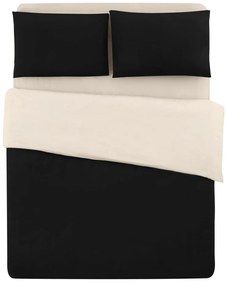 Fekete-krémszínű kétszemélyes-hosszabbított pamut ágyneműhuzat lepedővel 200x220 cm – Mila Home
