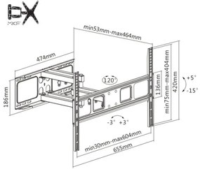 MK FLORIA MKF-17DP641 - Fali tartó TV-hez csuklóval 80" fekete