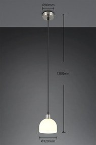 Fehér-ezüstszínű függőlámpa üveg búrával ø 12 cm Molly – Reality