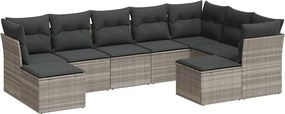 vidaXL 9 részes világosszürke polyrattan kerti ülőgarnitúra párnával