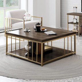 Dohányzóasztal Zenn - Walnut, Gold