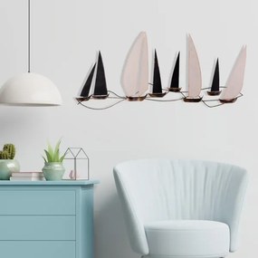 Fali dekoráció 52x117 cm fém vitorlás hajó