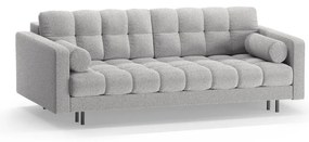 Világosszürke buklé kinyitható tárolóhelyes kanapé 222 cm Bali – Cosmopolitan Design