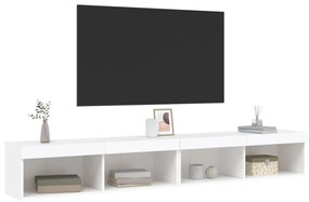 2 db fehér TV-szekrény LED-világítással 100x30x30 cm