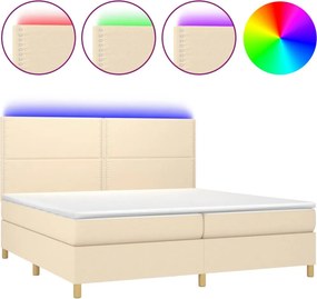 vidaXL krémszínű szövet rugós és LED-es ágy matraccal 200 x 200 cm