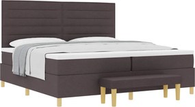 vidaXL Boxrugós ágy matracmal sötétbarna 200 x 200 cm szövet