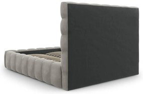 Világosszürke kárpitozott franciaágy tárolóhellyel, ágyráccsal 160x200 cm Bali – Cosmopolitan Design