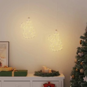 2 db meleg fehér karácsonyi fények hóember sziluett 35 LED