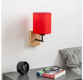 Brilagi - Fali lámpa NUBILA WOOD 1xE27/25W/230V tölgy/piros