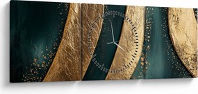 Kép - Zöld absztrakció arannyal I. (órával) (90x30 cm)