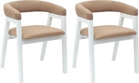 vidaXL Étkező Székek 2 pcs Fehér 54 x 57 x 73 cm Tömör Gumi Fa
