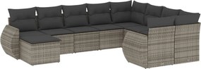 vidaXL 10 részes szürke polyrattan kerti ülőgarnitúra párnákkal