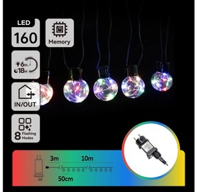 Aigostar - LED RGBY kültéri dekorációs fényfüzér 160xLED/3,6W/230V 10m IP44