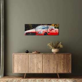 Kép - piros Mercedes (órával) (90x30 cm)