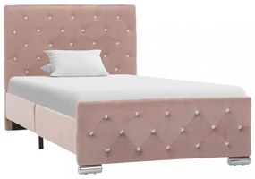 Rózsaszín bársony ágykeret 90 x 200 cm