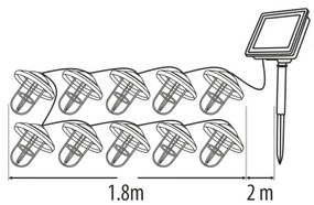 Napelemes LED fényfüzér 10xLED/1,2V 300 mAh 3,8 m IP44 rézszínű