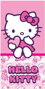 Hello Kitty Pinky Heart fürdőlepedő, strand törölköző 70x140 cm (Fast Dry)