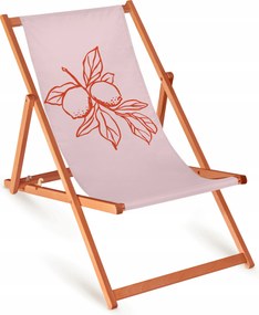 Rózsaszín Bükkfa Napozóágy Összecsukható Kényelmes Erős Strand Kert