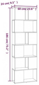 barna tölgy könyvszekrény/térelválasztó 60 x 24 x 186 cm