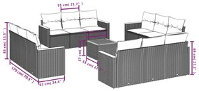 13részes vegyes bézs polyrattan kerti ülőgarnitúra párnákkal