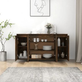 füstös tölgy színű szerelt fa tálalószekrény 135x41x75 m