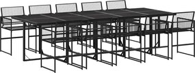 vidaXL 11 részes fekete polyrattan kerti étkezőgarnitúra
