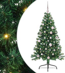 vidaXL Mesterséges, előre világított karácsonyi fa Zöld 150 cm PVC